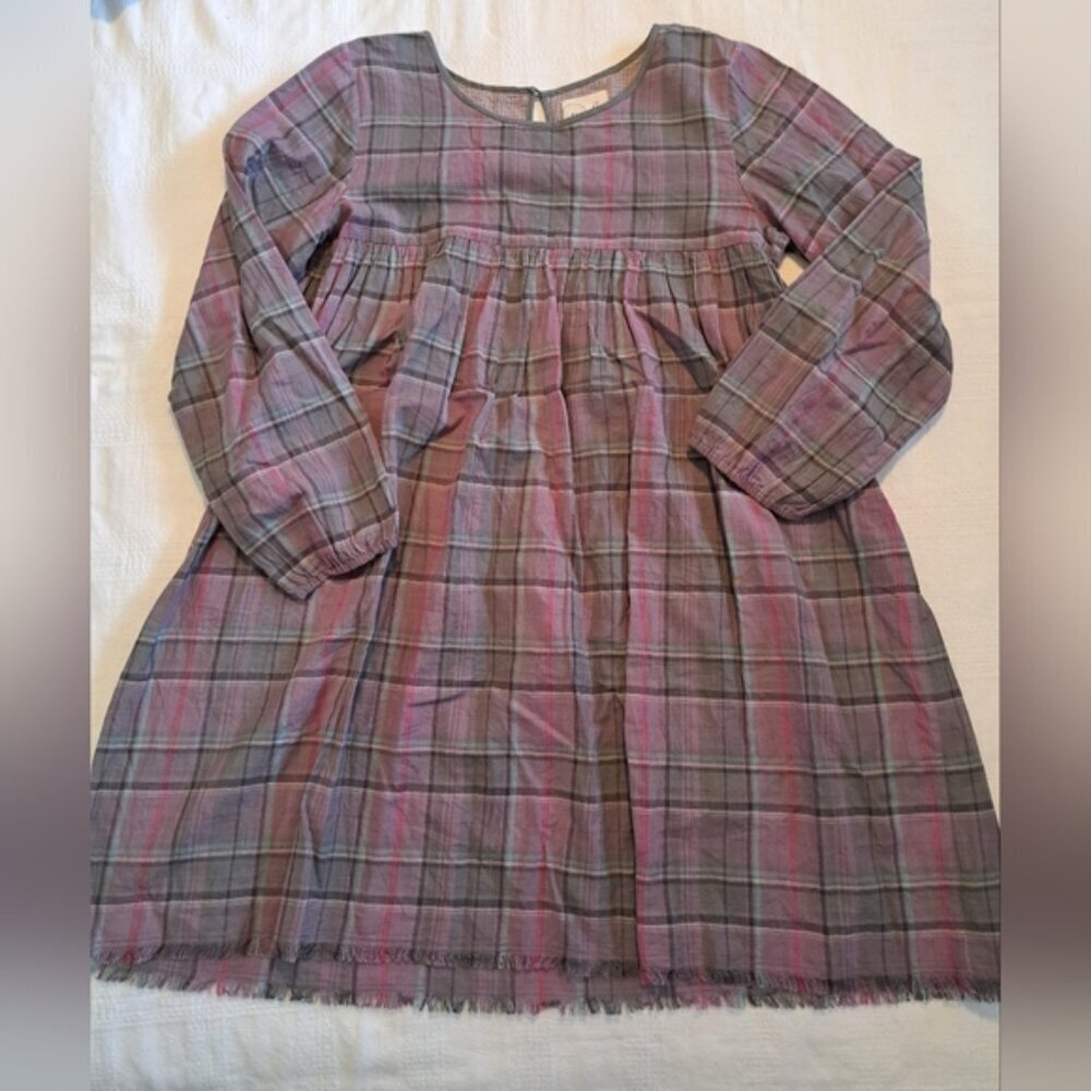 Peek girls size 14 3XL purple plaid long sleeve tunic, super soft, EUC